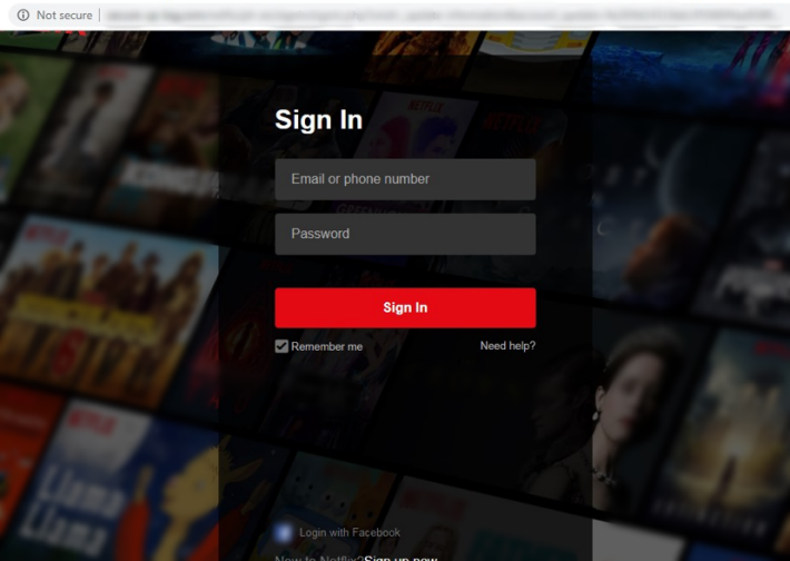 Netflixに偽装したログインページ